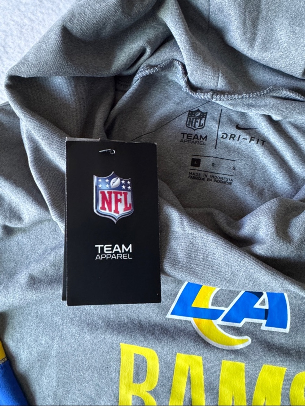 Nike LA Rams Gray Blue and Yellow Team Hoodie - Picture 5 of 8